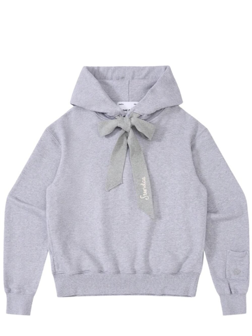 Sundae School Heather Grey Knit Tie Cotton Hoodie SIZE L
